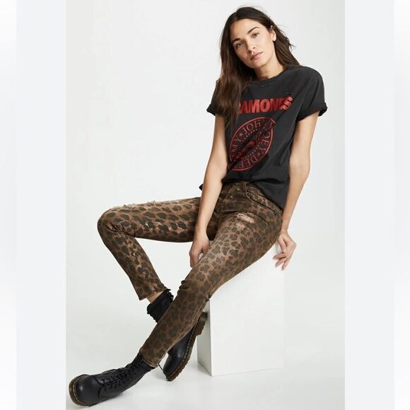 NWT R13 Kate Skinny Distressed Leopard Print Jeans Size 25 - Picture 15 of 15